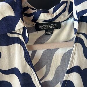 Rachel Zoe Navy and Cream Abstract Blouse